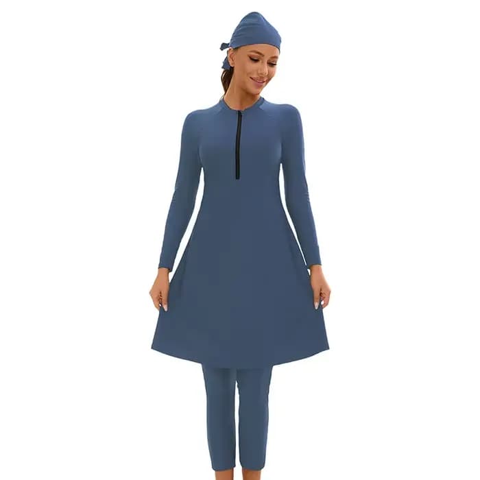 Maillots de bain entièrement coupés 3 pièces maillot de bain Burkini entièrement couvert avec bonnet de bain maillots de bain unis