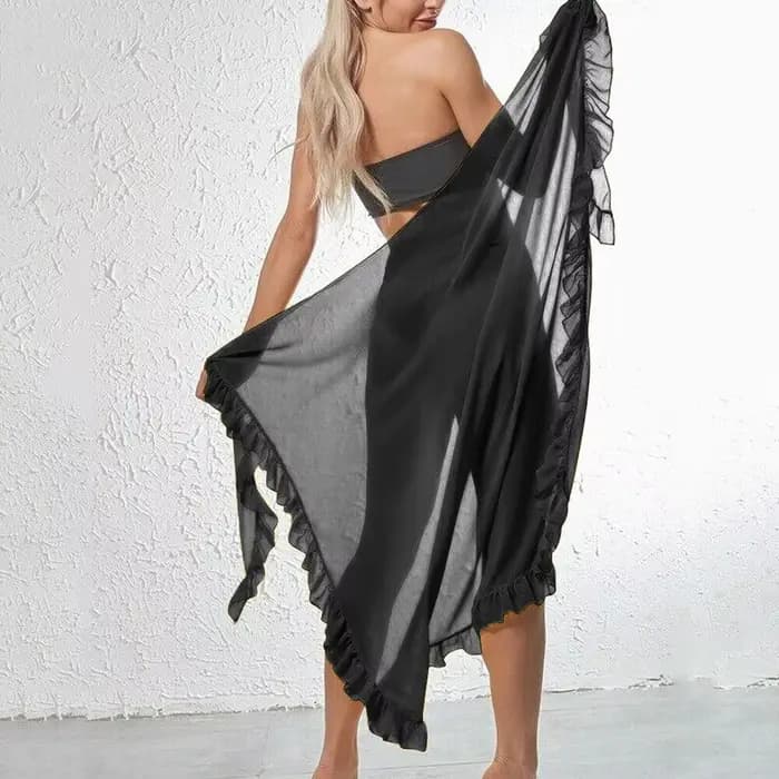 Robe de plage longue en mousseline de soie transparente pour femme