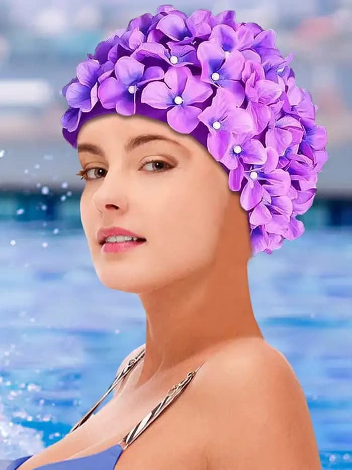 Chapeau de natation pétale 3D bonnets