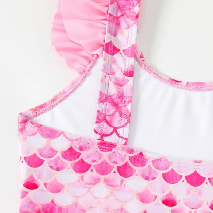 Nouveau maillot de bain une pièce pour filles avec jupe de plage rose imprimé sirène