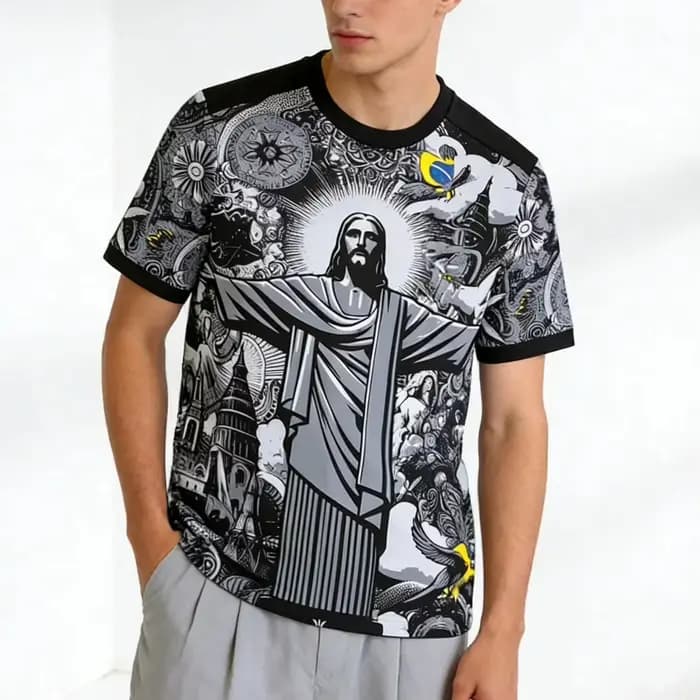 Maillot de football édition spéciale Brésil été, noir et gris, pour homme, femme, adulte, enfant, t-shirts parent-enfant