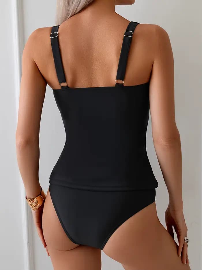 Maillot de bain deux pièces noir modeste pour femmes