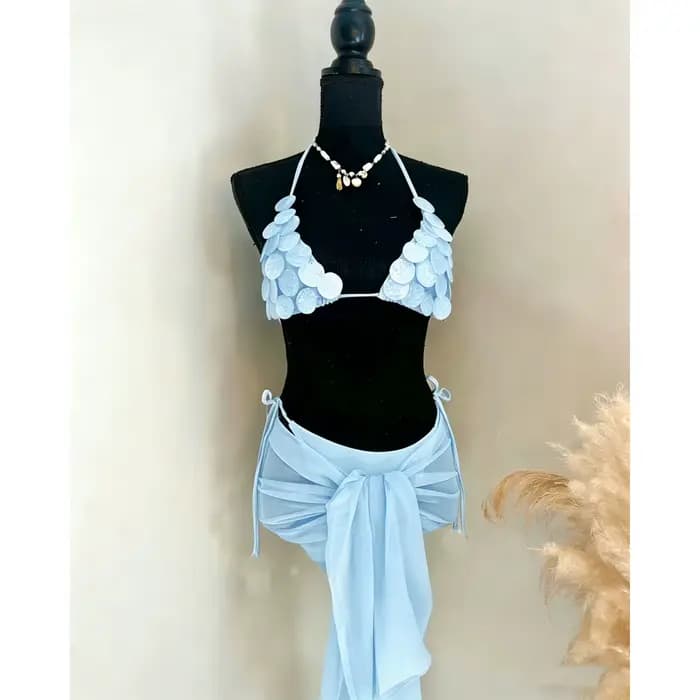 3 pièces Shell maillot de bain Bikini avec jupe maillots