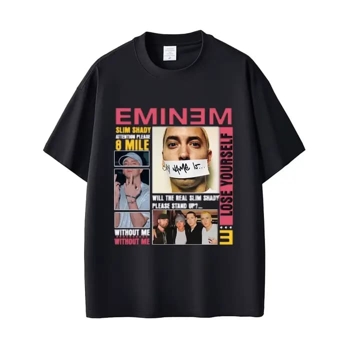 Rappeur Eminem Slim Shady Pop musique T-shirt vêtements pour hommes Vintage Streetwear hommes femmes Hip Hop mode manches courtes hauts T-shirt