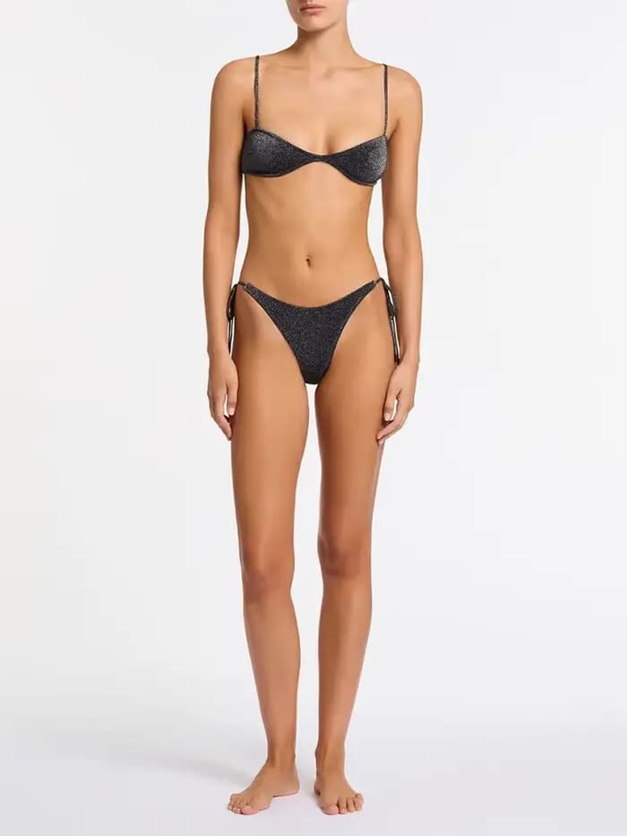 Maillot de bain noir brillant pour femmes