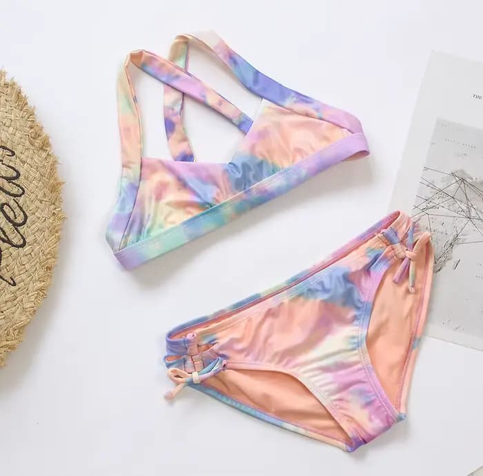 Maillot de bain deux pièces pour filles, bikini, bandage, imprimé, pour l'été