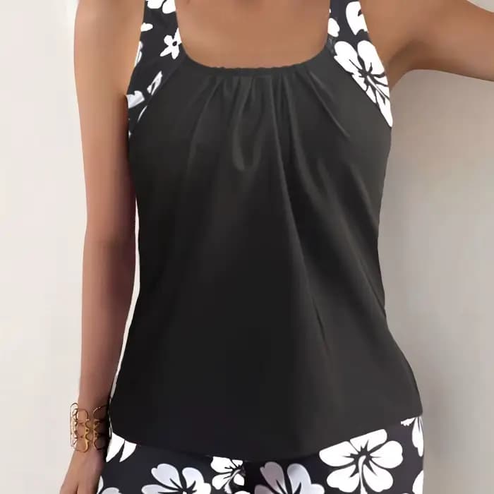 Maillot de bain femme conservateur à séchage rapide, style boxer, tankini, deux pièces, maillot de bain fille, bikini