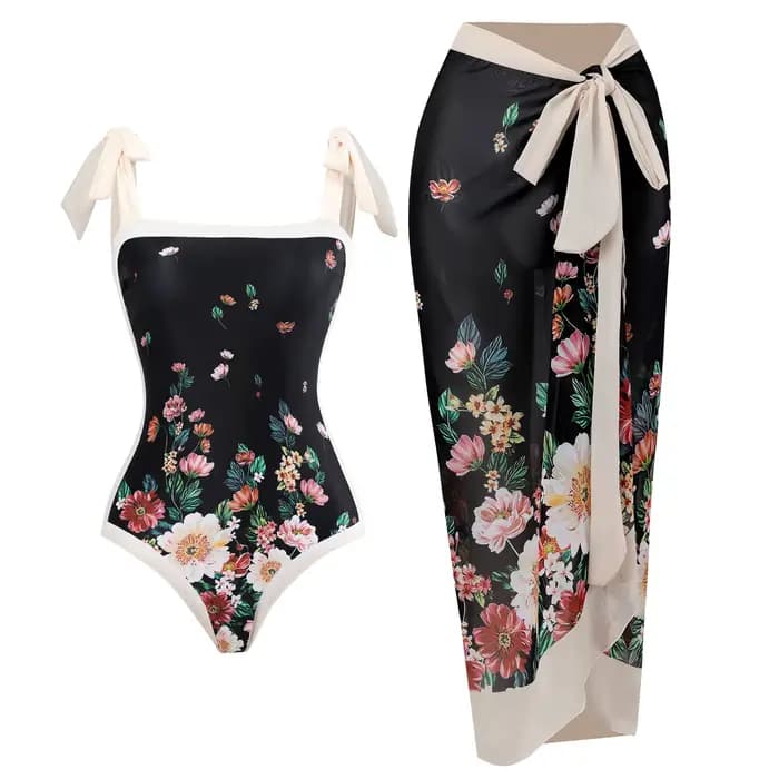 Maillot de bain une pièce imprimé pour femme 2026 avec jupe de plage – Tenue