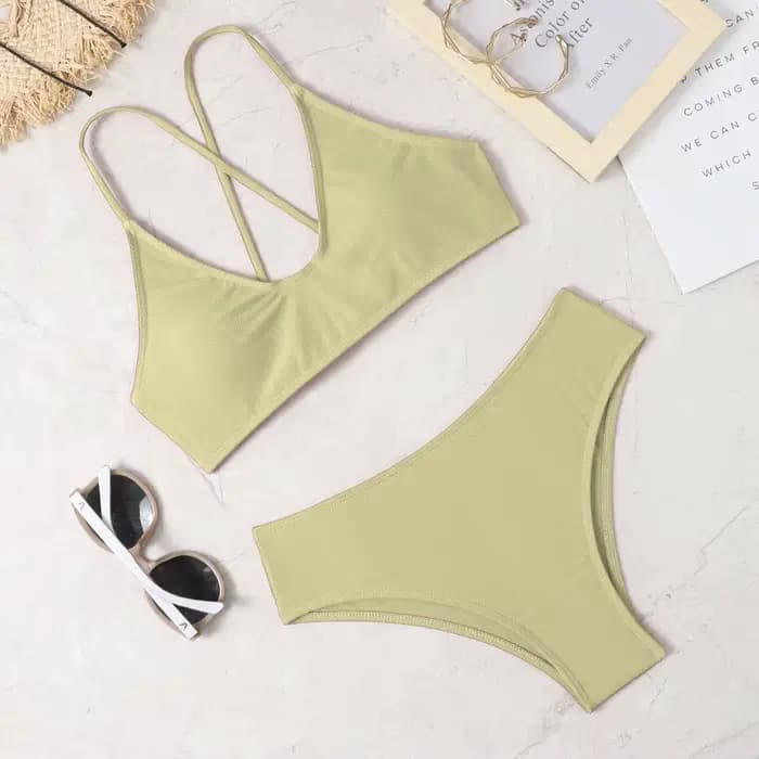 Maillot de bain bikini sexy en soie glacée douce