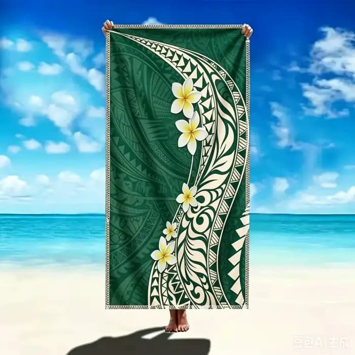 Grande serviette de bain tropicale en frangipanier