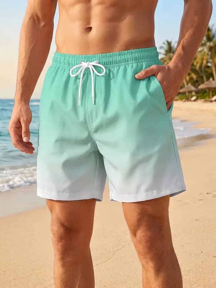 Maillot de bain pour hommes avec doublure en maille poches latérales short de plage solide séchage rapide léger cordon