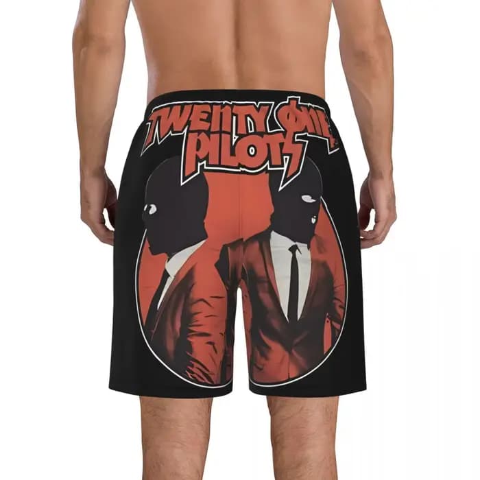 Twenty One Pilots Short de plage à motif imprimé pour homme, combinaison de marche, de course, de surf, à porter sur la plage ou à la maison