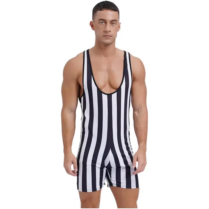 Maillot de bain une pièce athlétique rayé pour homme