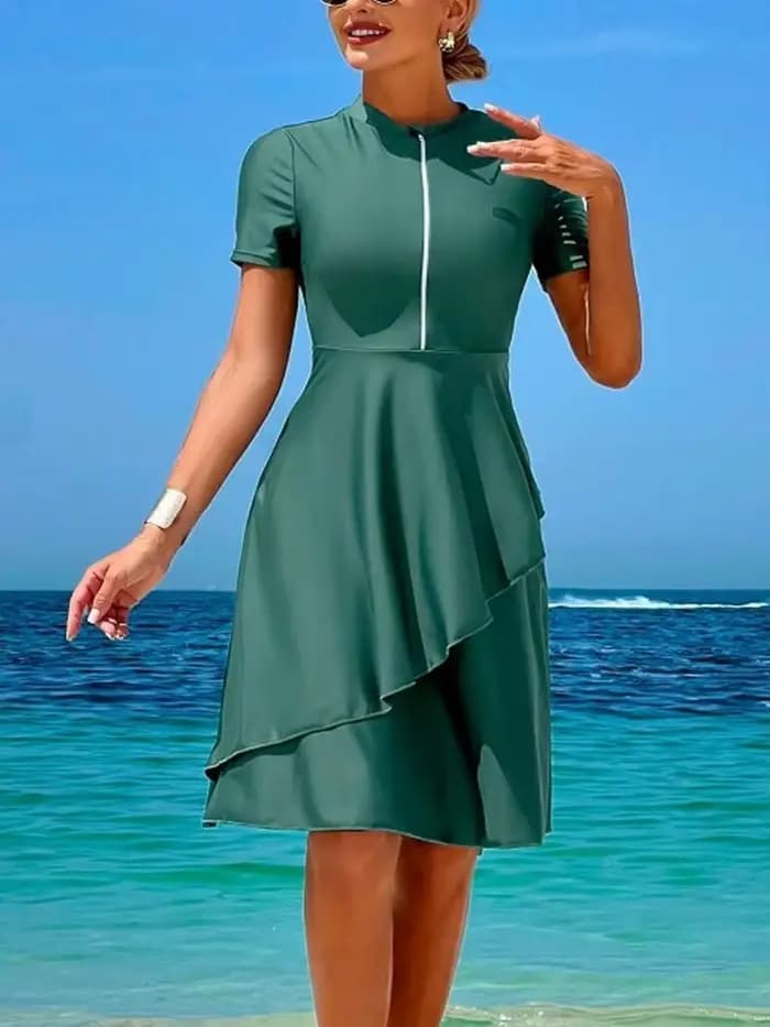 Nouvel ensemble de maillot de bain sexy pour femme, maillot de bain d'été, ensemble bikini à manches courtes, maillot de bain de plage pour femme