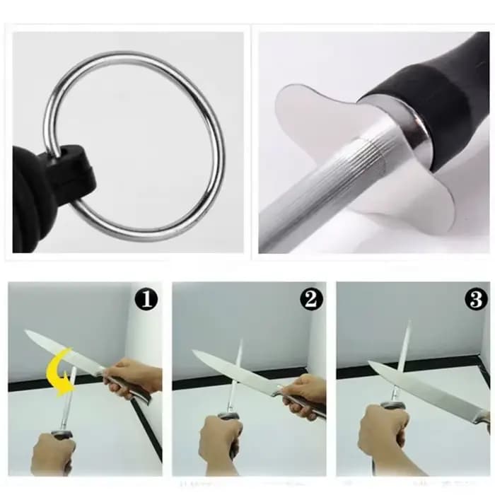 Tige d'affûtage de couteaux professionnelle en acier au carbone, broyeur de couteaux Durable avec poignée en ABS, lame d'affûtage, outil de cuisine