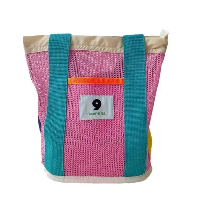 Sac de plage style Ins : Sac de rangement en filet pour voyage en plein air
