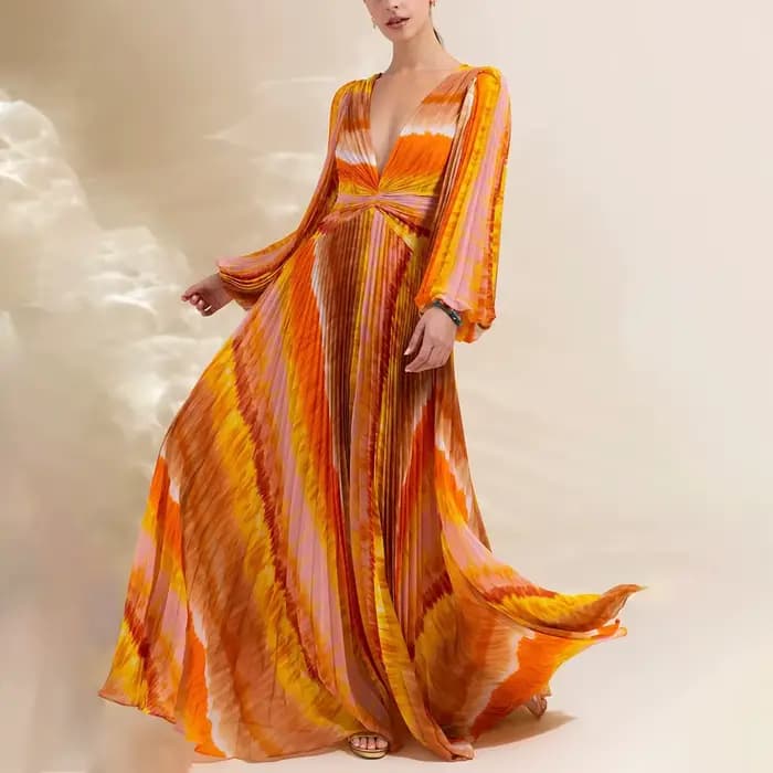 Plissé à manches longues col en v tache une pièce maillot de bain ensemble 2025 mode maillot de bain nouveau femmes vacances maillot de bain Bañador Mujer
