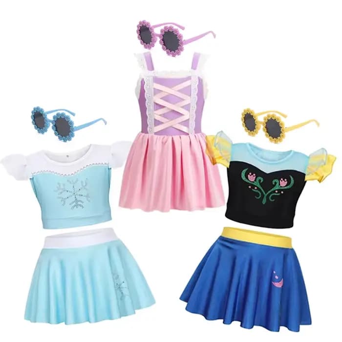 Maillot de bain deux pièces pour filles 2026, motif Anna Elsa, combinaison de princesse, maillot de bain pour enfants, bikini, vêtements de plage