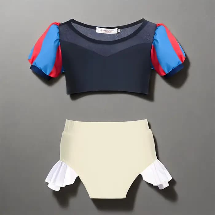 Maillot de bain Blanche-Neige pour filles, ensemble 2 pièces, tenue de plage princesse mignonne pour fête d'été, costume de fée pour enfants de 2 à 8 ans