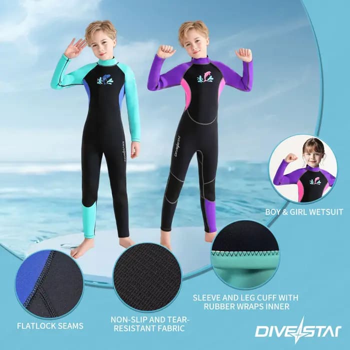 Garçons filles maillot de bain 3MM néoprène épais chaud combinaison à manches longues plongée Surf costume méduse