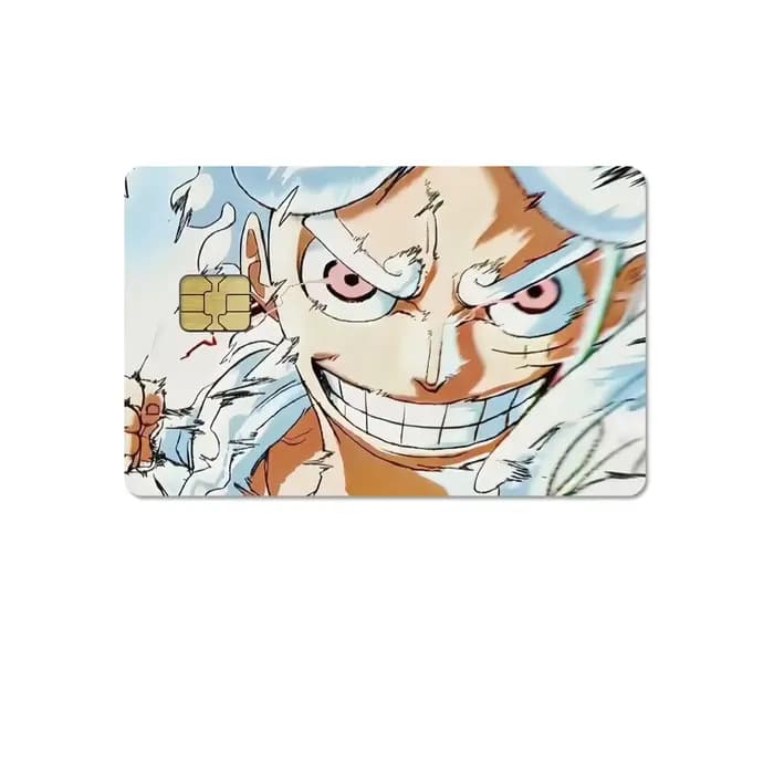 Nouveau dessin animé Anime une pièce Gear 5 Luffy bricolage HD mat PVC autocollant petite puce carte de crédit housse Film peau autocollant filles cadeau