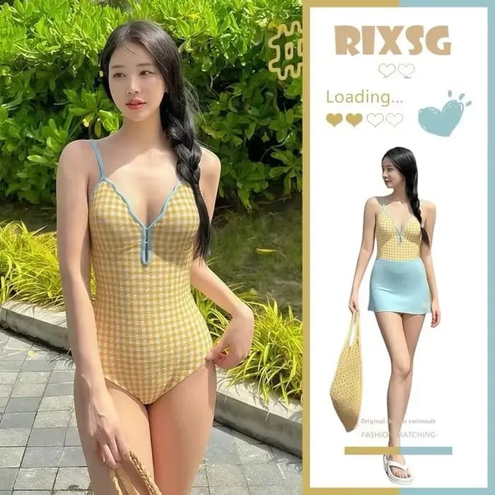 Nouveau Style île vacances printemps chaud pur désir une pièce maillot de bain ensemble Bikini Dopaamine sentiments