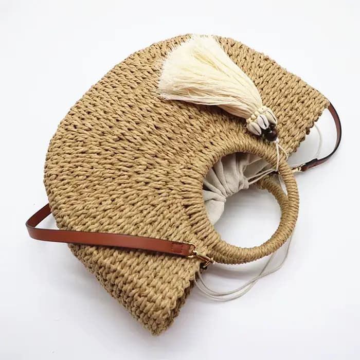 Sacs d'accessoires pour femmes, nouvelle mode printemps/été 2020, sac de Shopping tissé en papyrus épais à poignée ronde décontractée