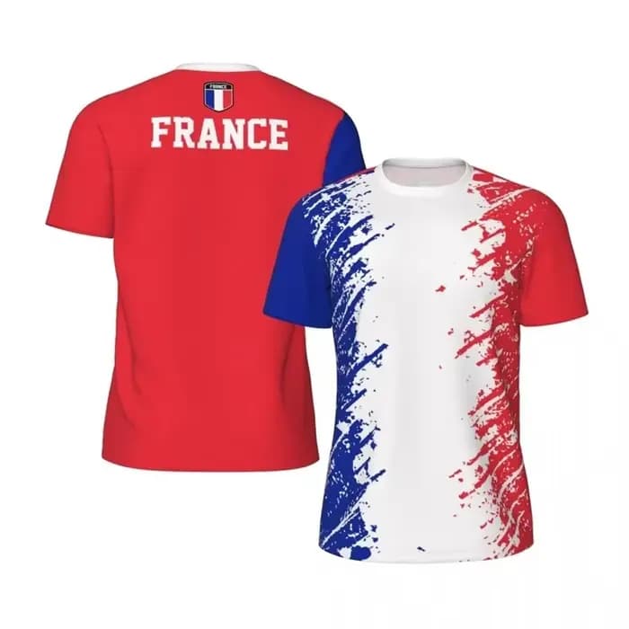 T-shirt à manches courtes pour hommes, imprimé drapeau de la France en 3D, pour sport et fitness, décontracté, à col rond, pour l'été