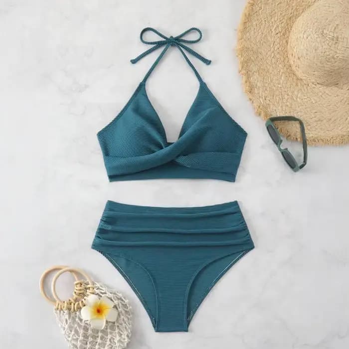 Ensemble bikini 2 pièces plissé pour femme