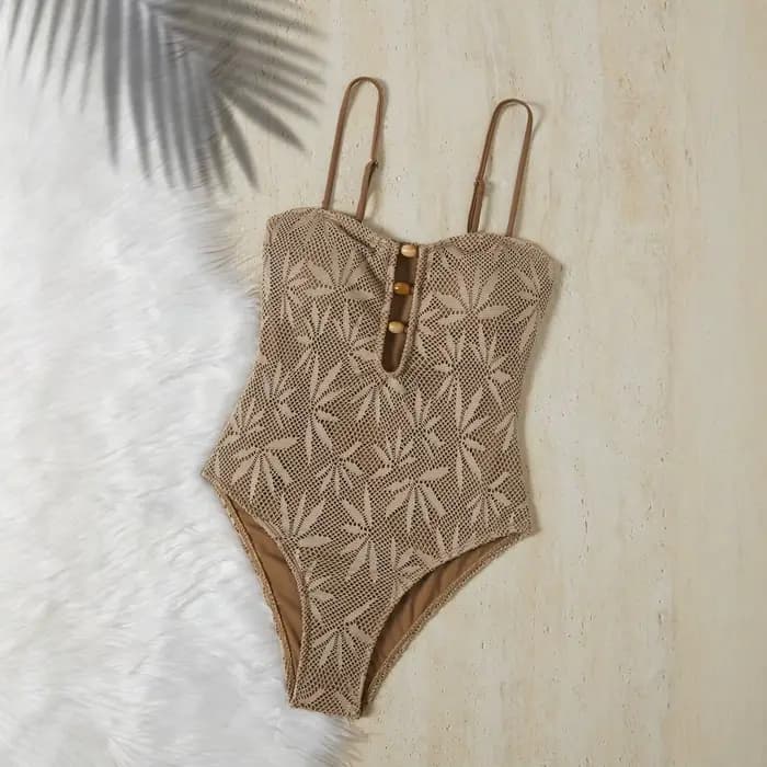 Nouveau Maillot de Bain Femme 2026 – Bikini Floral Conservateur Perlé, Maillot de Bain Une Pièce Séchage Rapide en Tissu Polyester pour la Natation