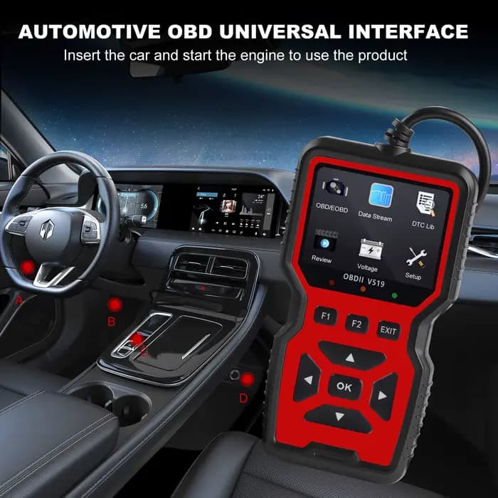 Scanner OBD2 professionnel V519 - Outil de diagnostic automobile alimenté par USB avec flux de données en temps réel, tests OBD II complets (I/M Ready, Bod2/Eobd), efface les voyants de panne du moteu