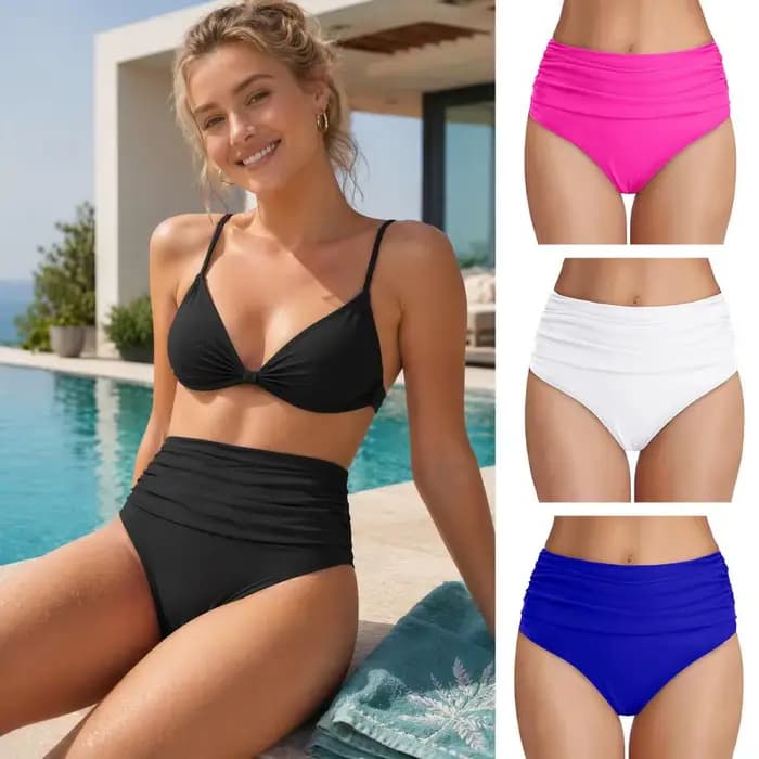 Bas de bikini taille haute pour femme