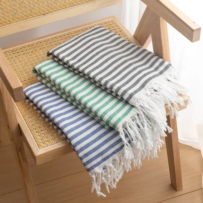Serviette de plage turque rayée en coton 90*180CM, serviette de bain à franges pour sauna, spa, gym, sport, fitness, cuisine, douce, absorbante, séchage rapide