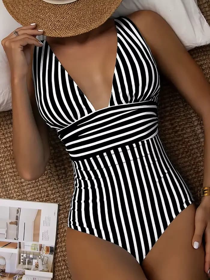 Nouveau Maillot de Bain Rayé Sexy Femme 2026