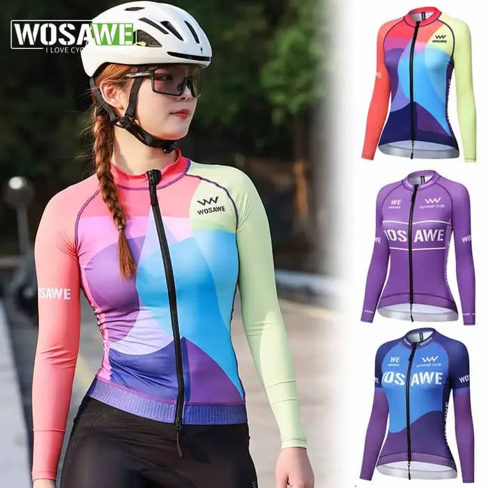 WOSAWE – maillot de cyclisme d'été, respirant, Protection solaire, manches longues, chemise de vélo pour femmes, vêtements de cyclisme avec 3 poches