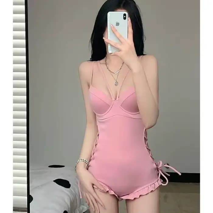 Maillot de bain une pièce rose avec veste pour femme