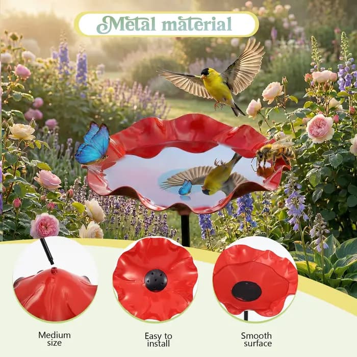Baignoire pour oiseaux en métal pour jardin, bain d'oiseaux extérieur sur pied, bol à eau décoratif pour jardin, patio, cour