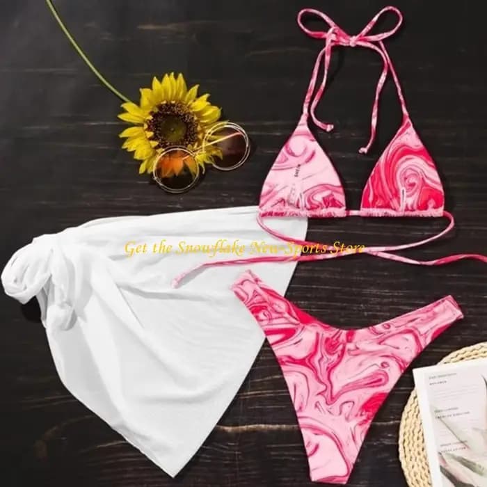 E56D – maillot bain coupe haute pour femmes, ensemble à lacets, vêtements plage