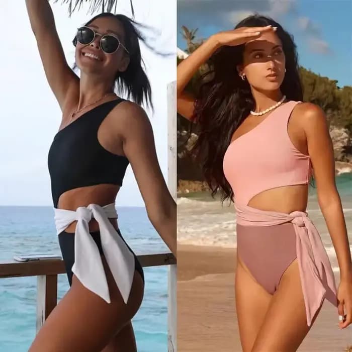 Maillot de bain une pièce asymétrique épaule dénudée, imprimé col licou, Push Up, Monokini, body, vêtements de plage pour femmes
