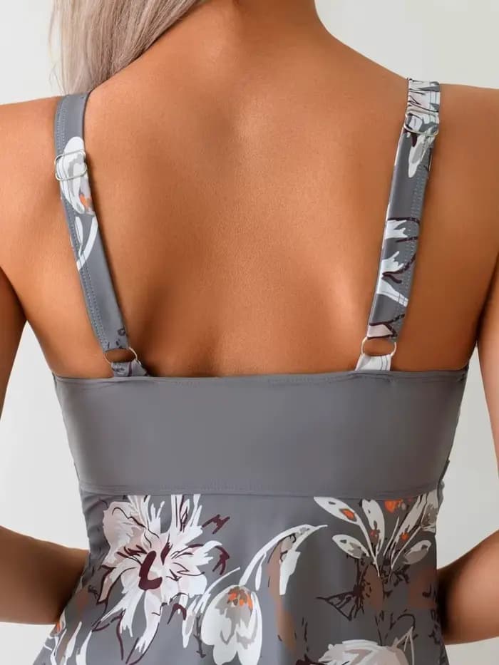 Maillot de bain imprimé plage Hot Spring, tankini conservateur pour femmes, ensemble deux pièces à taille haute