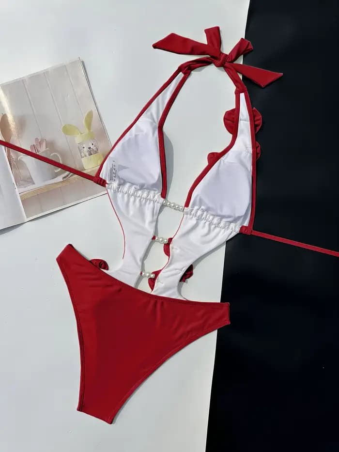 Maillot de bain rose rouge