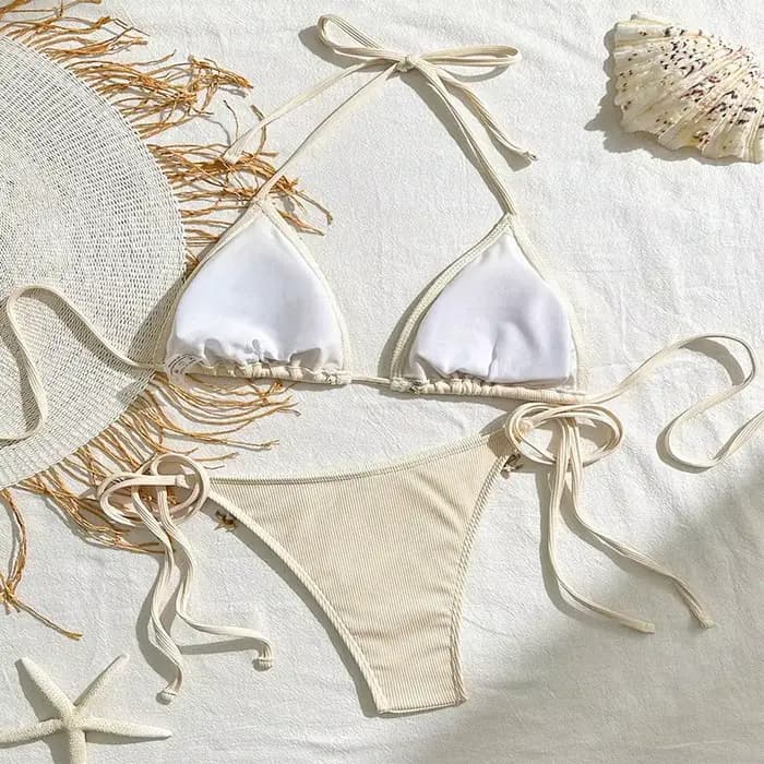 Ensemble de maillot de bain deux pièces côtelé pour femme 2026