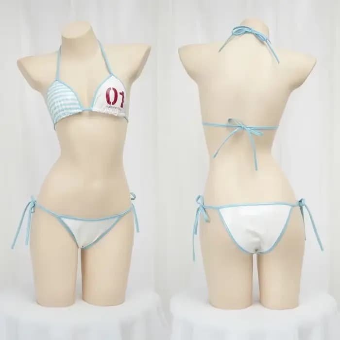 Anime japonais mignon fille Cosplay Costume en cuir Bikini ensemble Mini sous-vêtements dos nu pansement vêtements de nuit dessin animé maillot de bain tenues