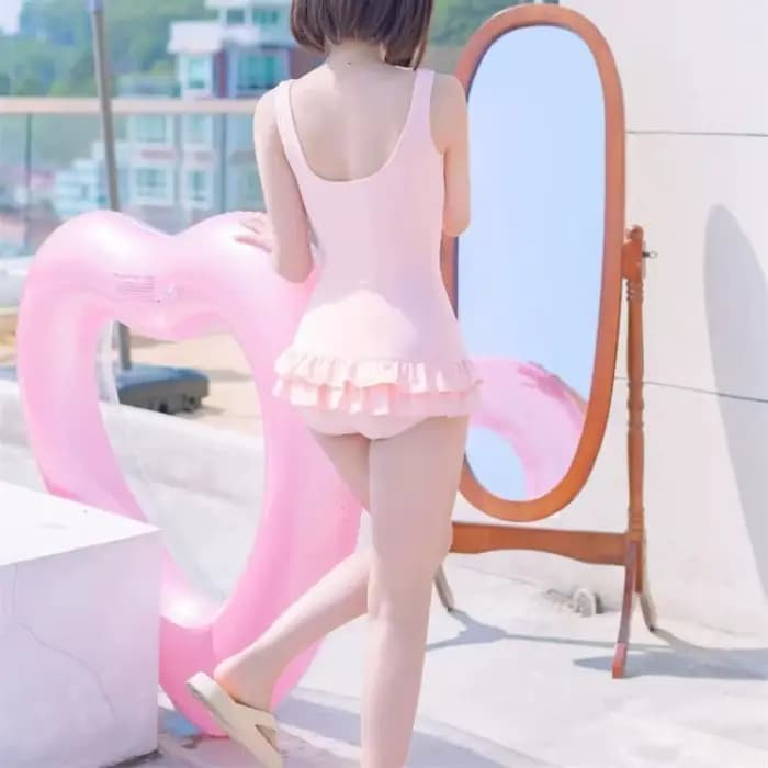 Lolita fraise à volants une pièce maillot de bain pour femmes