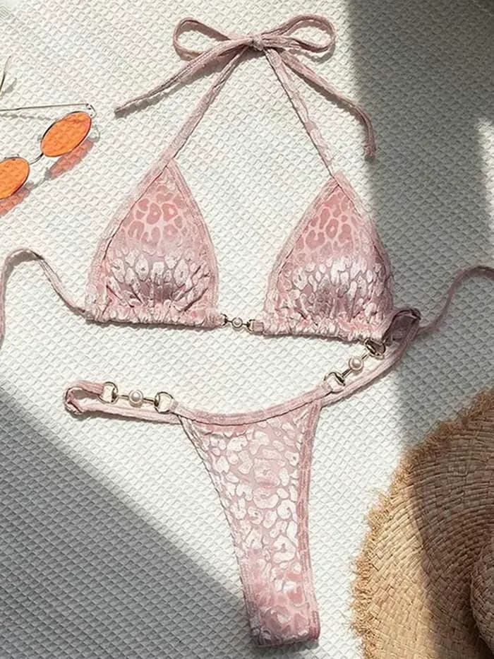 Léopard Bikinis ensemble Sexy à lacets Bikini ensembles maillot de bain maillots