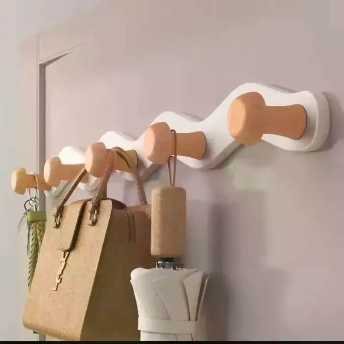 Crochet en bois pour salle de bain, serviette de toilette, patère pour manteau, suspension de porte sans poinçon