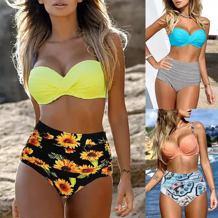 Sexy bretelles taille haute Bikini femmes maillot de bain fendu été offre spéciale de la saison nouveauté triangulaire