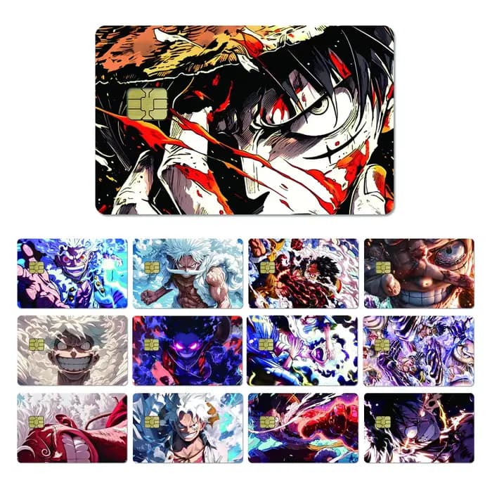 Nouveau dessin animé Anime une pièce Gear 5 Luffy bricolage HD mat PVC autocollant petite puce carte de crédit housse Film peau autocollant filles cadeau