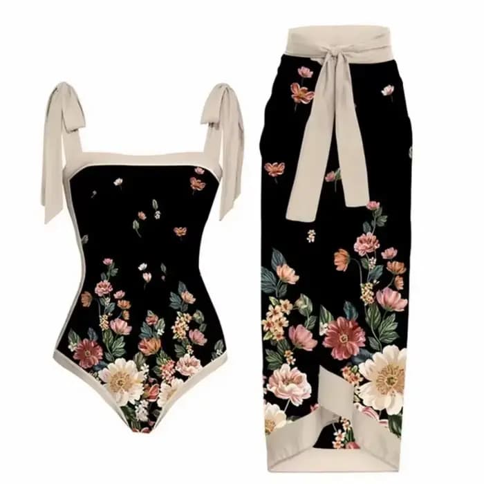 Maillot de bain une pièce imprimé vintage pour femmes