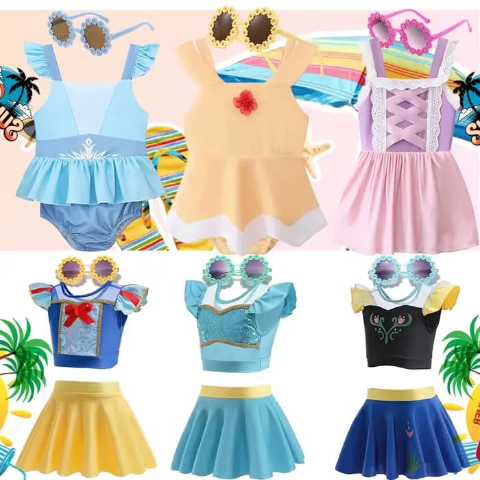 Robe de plage d'été Elsa, maillot de bain une pièce pour fille, princesse, body de natation, piscine, jeu d'eau, vacances, Bikini, blanche-neige